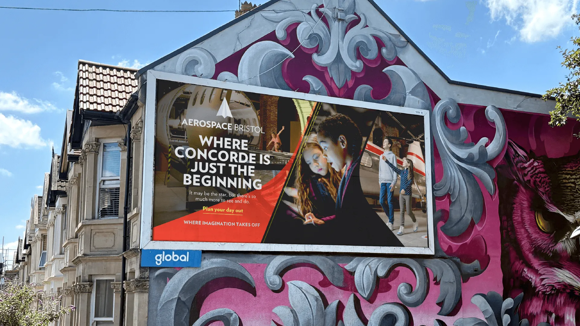 Billboard with our Aerospace Bristol campaign, with a caption saying "Where concorde is just the beginning"