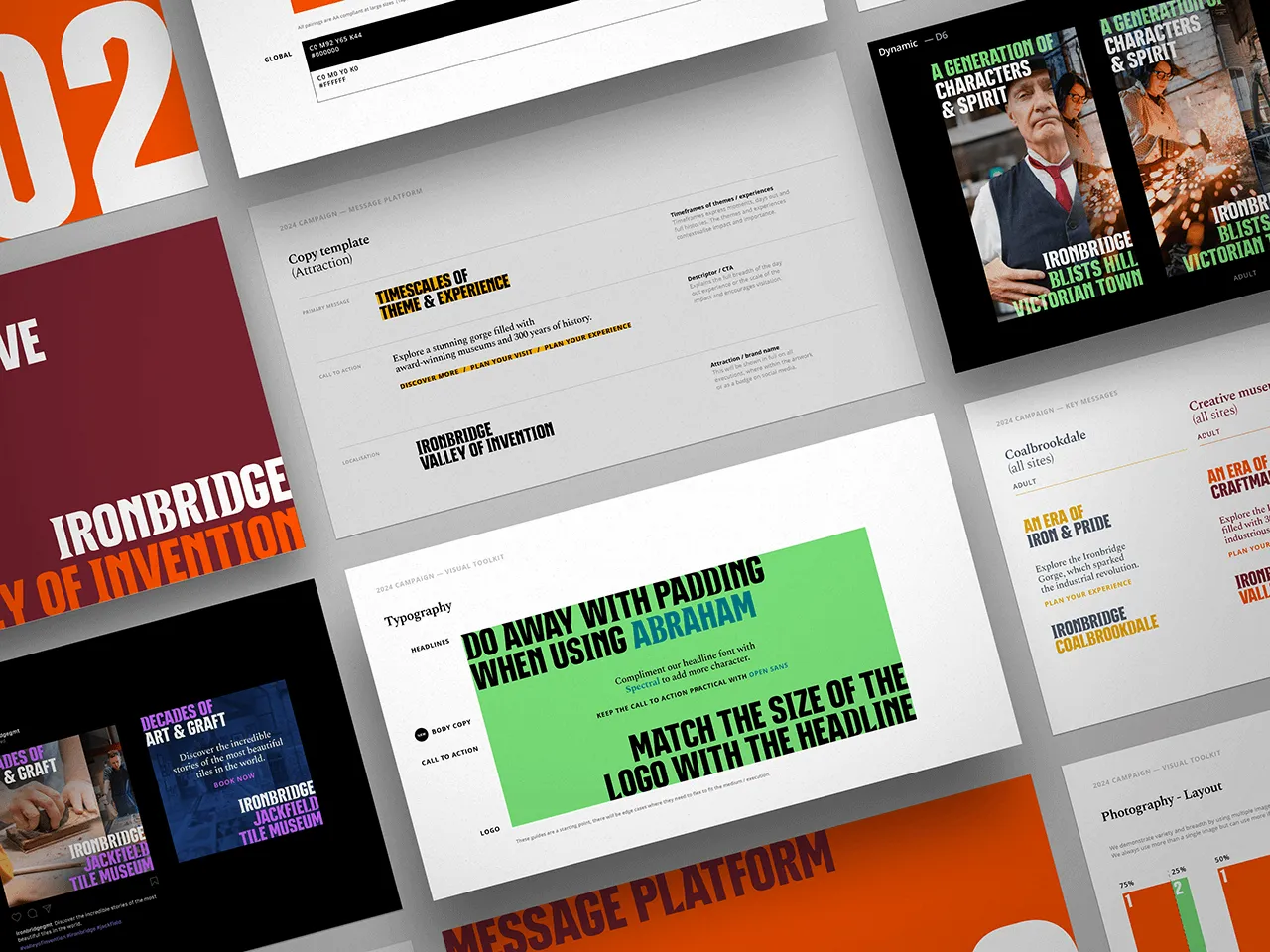 Examples of our Stratergy and brand guidelines for the Ironbridge Valley of Invention campaign