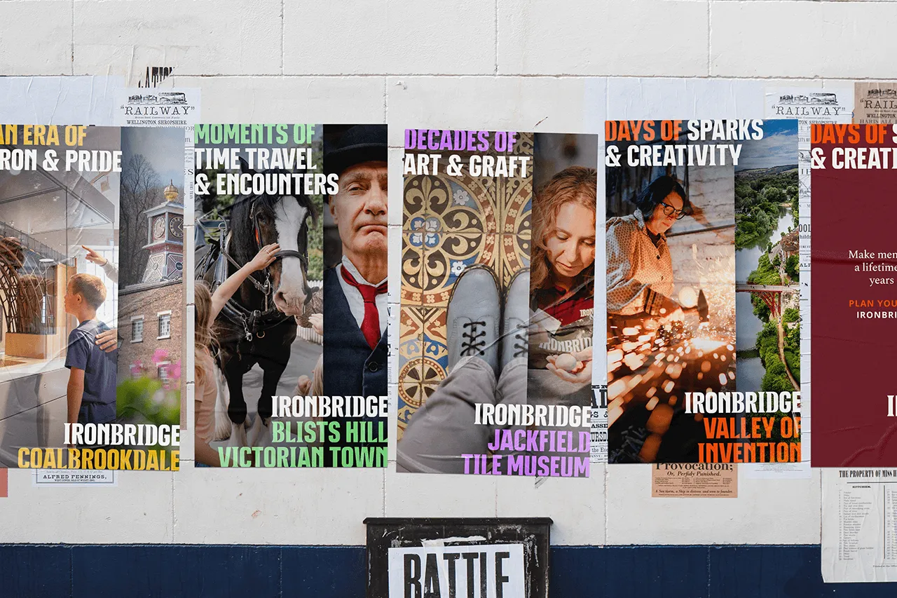 Many posters promoting Ironbridge Valley of Invention